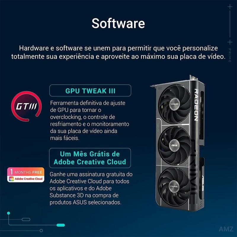 Placa de Vídeo ASUS PRIME RX 9060 XT OC 16G AMD Radeon, 16GB
